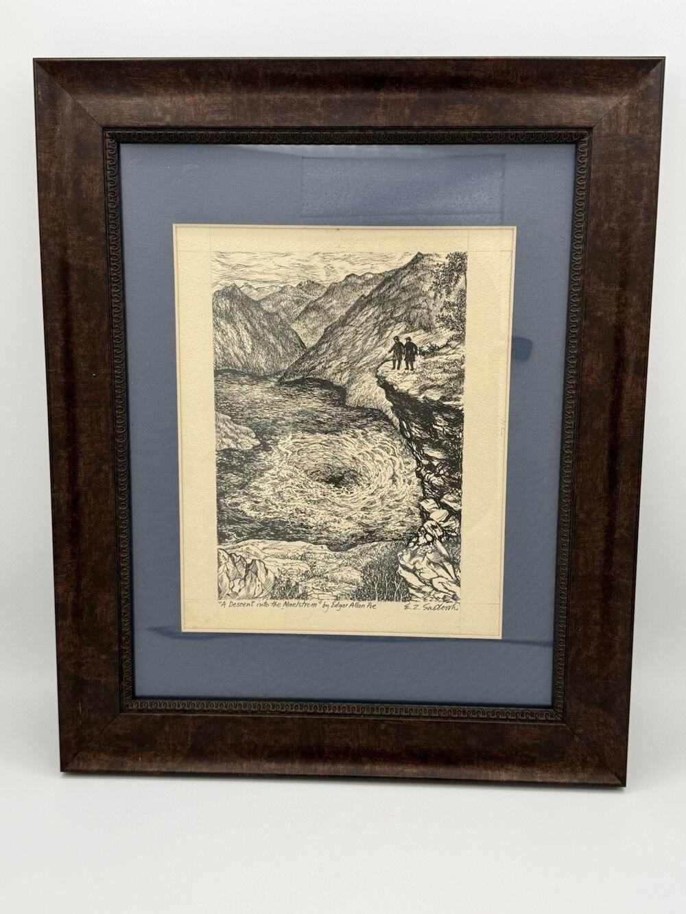 Edgar Allan Poe “A Descent into the Maelstrom” Original E.Z. Sadowski Ink Art